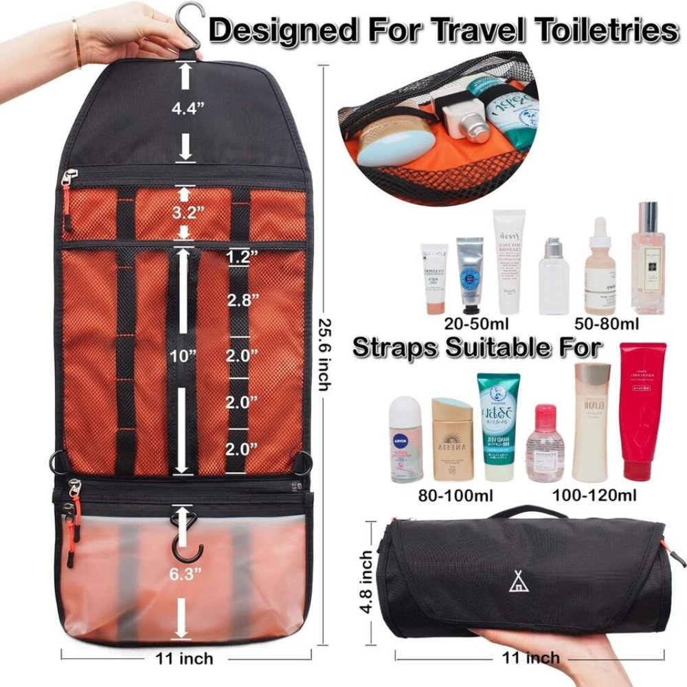 Mens Compact Hanging Travel Toiletry bag Organizer
